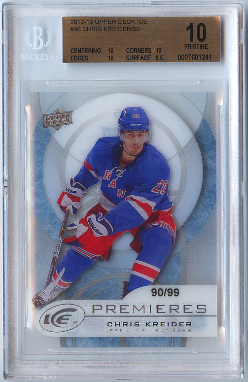 Chris Kreider Rookie Card /99 BGS Pristine Gem Mint Upper Deck Ice Premieres Graded RC Level 1